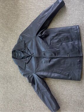 Alfani Black Leather Trench Coat